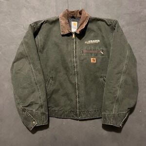 Vintage Carhartt J97 MOS Detroit Jacket Moss Green Mens 2XL Regular Made in USA